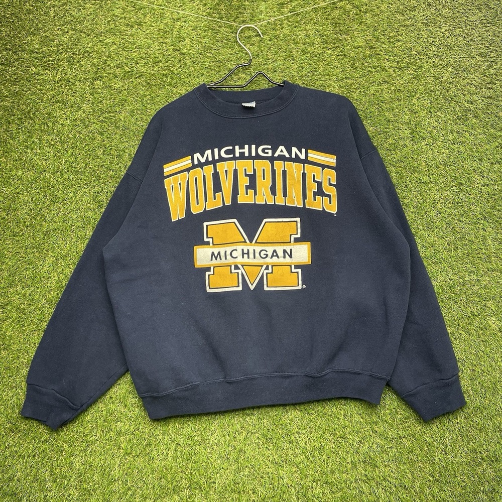 Vintage Michigan Wolverines Sweatshirt Mens XL Crewneck Spellout Sportswear 90s